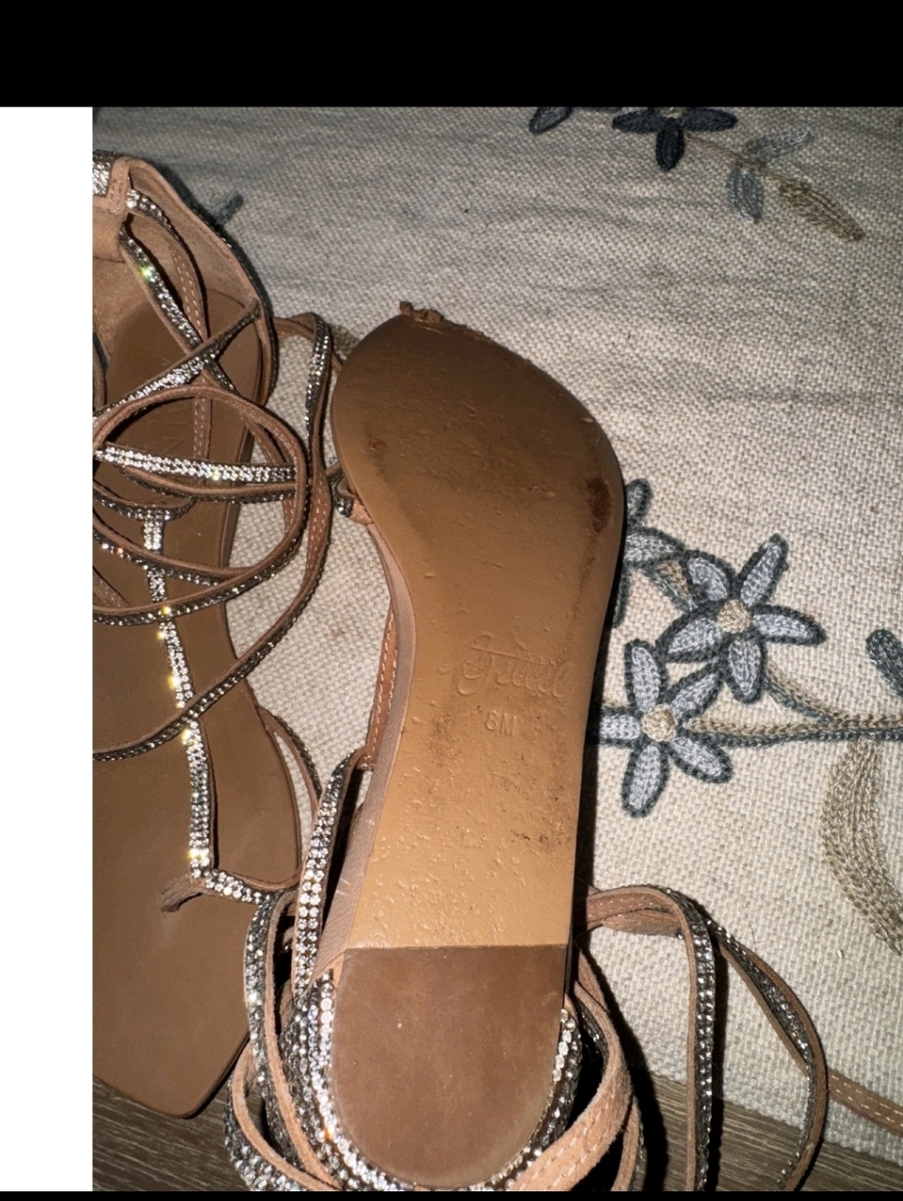 Aminah Abdul Jillil-Strappy Rhinestone Lace-Up Sandals - (8) - Picture 5 of 5